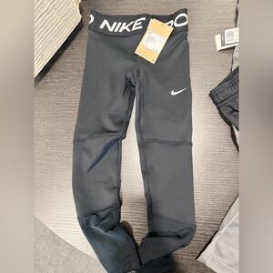 Nike Black Kids Training Leggings with White Swoosh